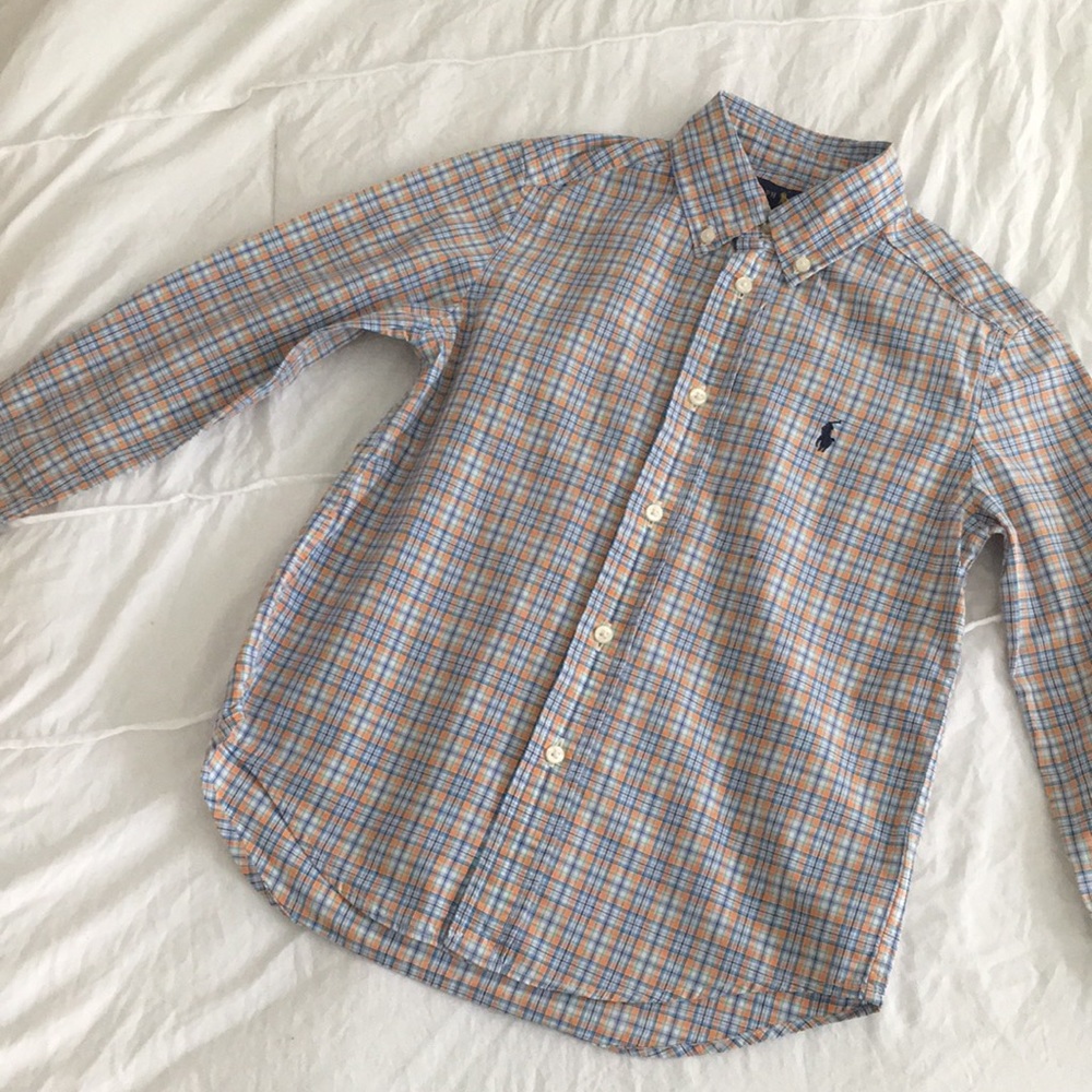 Polo Ralph Lauren Orange Blue Plaid Shirt Sz. 5